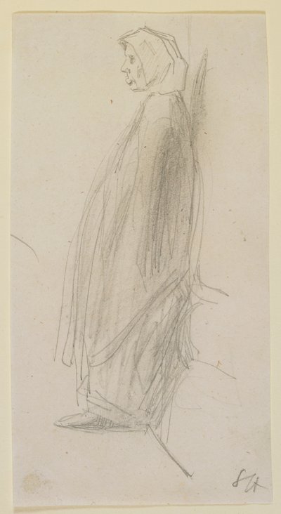 Schizzo di profilo di una vecchia in piedi da James Abbott McNeill Whistler