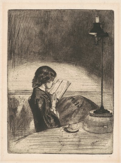 Lettura alla luce della lampada da James Abbott McNeill Whistler