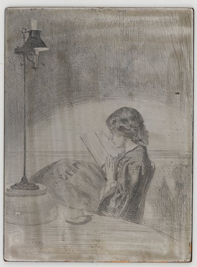 Lettura alla luce della lampada da James Abbott McNeill Whistler