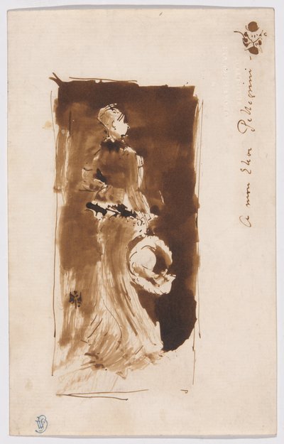 Schizzo dopo "Disposizione in marrone e nero: Ritratto della signorina Rosa Corder". da James McNeill Whistler