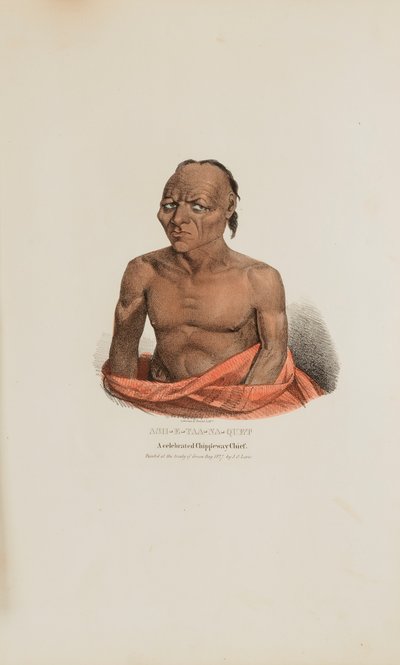 ASH-E-TAA-NA-QUET; Un famoso capo Chippeway, da Il portafoglio aborigeno da James Otto Lewis
