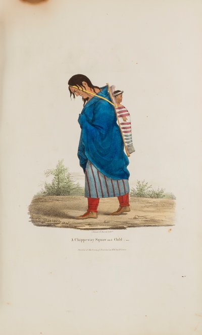 Una donna e un bambino Chippeway, da Il portafoglio degli aborigeni da James Otto Lewis