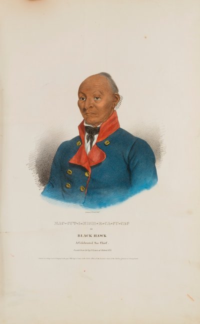 MAC-CUT-I-MISH-E-CA-CU-CAC o Falco Nero; un famoso capo Sac, da Il portafoglio aborigeno da James Otto Lewis