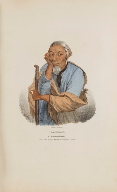 PE-CHE-CO; Un capo Pottowattomie, da Il portafoglio aborigeno da James Otto Lewis