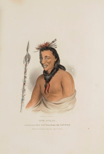 TSHU-GU-GA; un famoso capo per metà Winnebago e per metà francese, da Il portafoglio degli aborigeni da James Otto Lewis