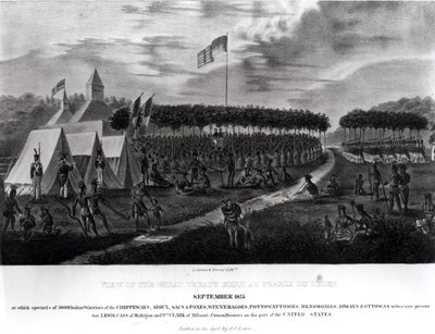 Veduta del Grande Trattato tenuto a Prairie du Chien, Wisconsin, settembre 1825, da 