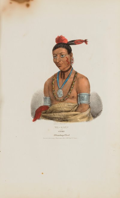 WA-KAUN o il Serpente; un capo Winnebago, da Il portafoglio aborigeno da James Otto Lewis