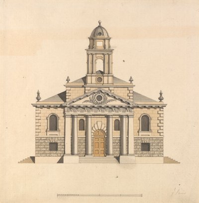 Progetto per una chiesa: Elevazione della facciata ovest da James Paine