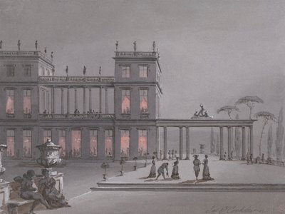 Una festa italiana: figure sulla terrazza di un palazzo da James Pattison Cockburn