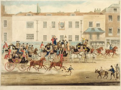 Le poste del Nord al Peakcock, Islington, 1838 da James Pollard