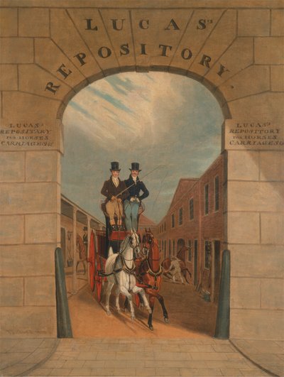Addestramento di una coppia in un freno nel cortile di Lucas, Clerkenwell da James Pollard