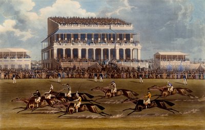 La tribuna principale alle corse di Epsom, stampa realizzata da Charles Hunt, 1836 da James Pollard