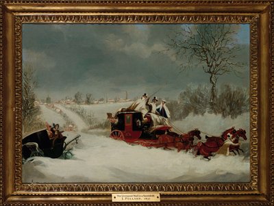 La posta di Liverpool in una tempesta di neve vicino a St. Albans, 1837 da James Pollard