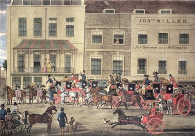 Posta del West Country alla Gloucester Coffee House, Piccadilly, inciso da C. Rosenberg, 1828 da James Pollard