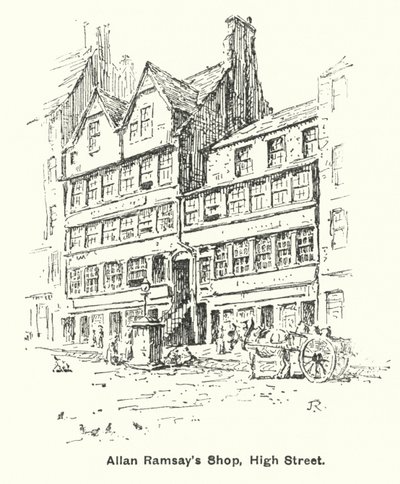 Negozio di Allan Ramsay, High Street (litografia) da James Riddel