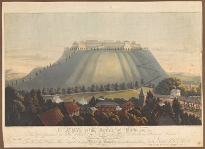 Veduta della fortezza di Bitche. Un deposito di punizione per prigionieri di guerra britannici, 1799 da James Rouse