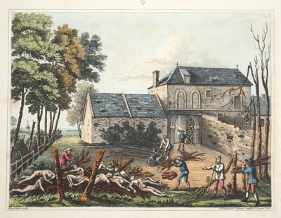 Castello di Hougoumont: mostra i morti sepolti dopo la battaglia da James Rouse