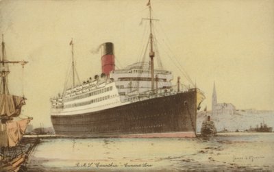 Transatlantico RMS Carinthia (litografia a colori) da James Scrimgeour Mann