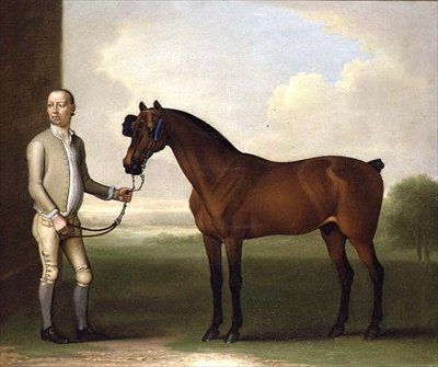 "Regulus", un cavallo da corsa baio scuro con un groom da James Seymour