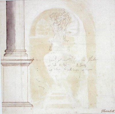 Schizzo di un pilastro e statua da James Thornhill