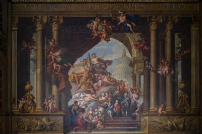 Il muro ovest della Painted Hall, c.1707-27 (pittura murale) da James Thornhill
