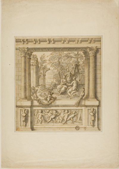 Decorazione murale con la storia di Egeria e Numa Pompilio da James Thornhill