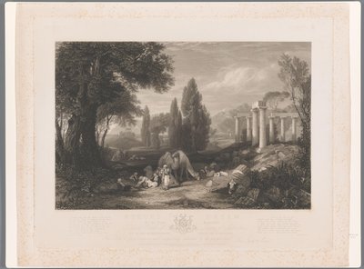 Paesaggio con dromedari, rovine e uomini addormentati da James Tibbits Willmore
