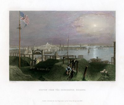 Boston vista dalle Dorchester Heights, USA, 1838 da James Tibbitts Willmore