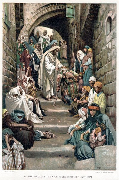 Cristo che Guarisce i Malati Portati a Lui nei Villaggi da James Tissot