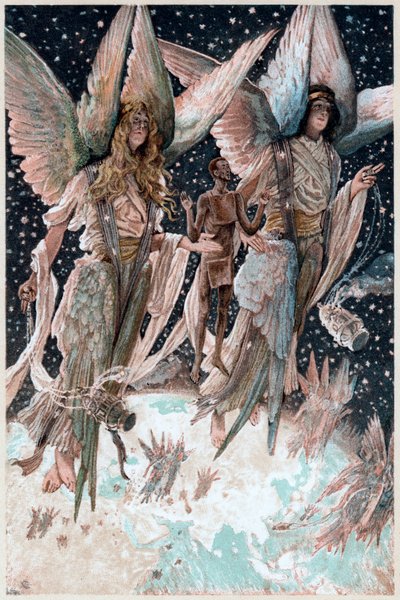 Anima del ladro penitente portata in Paradiso da angeli con incensieri ardenti da James Tissot
