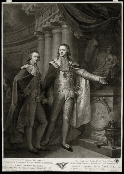 Ritratti dei Grandi Duchi di Russia Alessandro I Pavlovich e Costantino Pavlovich da James Walker