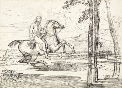 Un cavaliere in un paesaggio, probabilmente uno studio per 