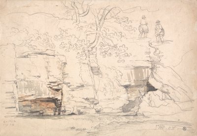 Collina rocciosa con alberi e figure da James Ward
