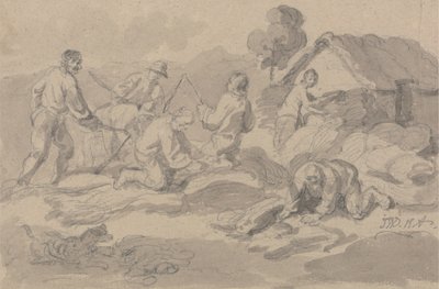 Lavoratori agricoli che battono il grano da James Ward