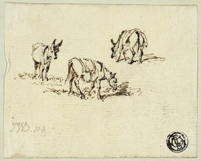 Cavallo e muli al pascolo da James Ward