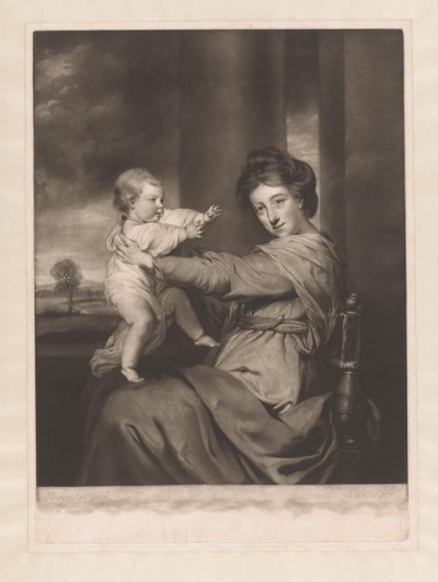 Ritratto di Caroline Spencer con sua figlia Caroline da James Watson (prentmaker)