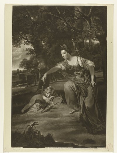 Ritratto di Elizabeth Montagu e suo figlio George come Diana e Cupido da James Watson (prentmaker)