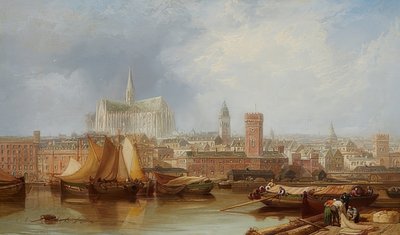 Veduta di Colonia con la cattedrale incompiuta da James Webb