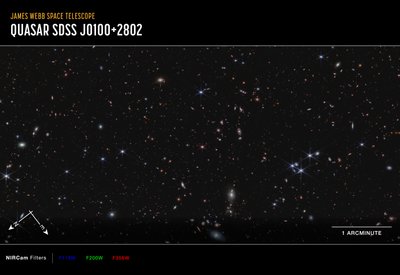 Quasar J0100+2802 da James Webb Space Telescope (NASA)