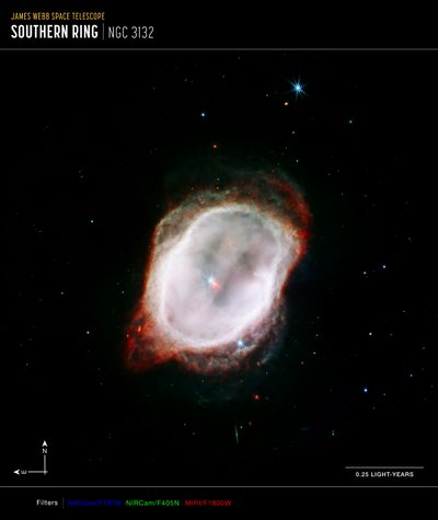 Gas della Nebulosa Anello del Sud da James Webb Space Telescope (NASA)