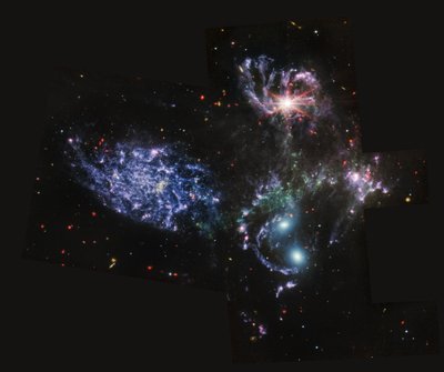 Quintetto di Stephan (Immagine MIRI) da James Webb Space Telescope (NASA)