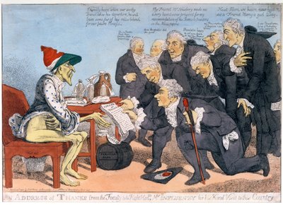 Un discorso di ringraziamento dalla facoltà al Dott. Influenzy per la sua gentile visita al paese, 1803 da James West