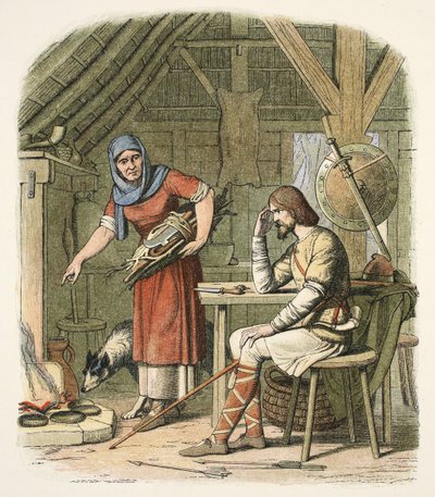 Alfred nella casetta del mandriano, c.AD 878, da A Chronicle of England BC 55 to AD 1485, pub. Londra da James William Edmund Doyle