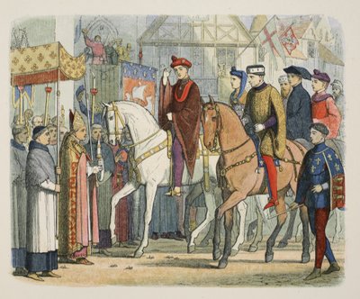 Carlo VI di Francia e Enrico V accolti dal clero, 1 dicembre 1420, da Una Cronaca d