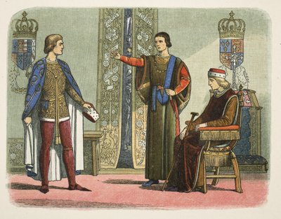 Enrico VI e i duchi di York e Somerset, settembre 1450, da A Chronicle of England BC 55 to AD 1485, pub. Londra da James William Edmund Doyle