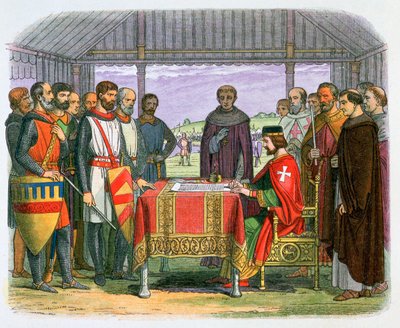 Illustrazione di Re Giovanni che firma la Magna Carta da James William Edmund Doyle