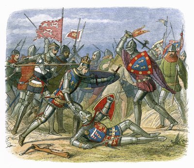 Re Enrico V attaccato dal duca di Alençon nella battaglia di Agincourt da James William Edmund Doyle
