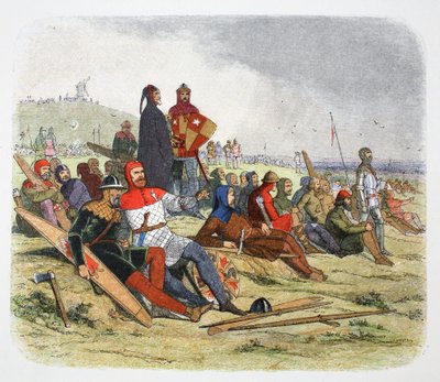 Gli inglesi aspettano i francesi alla battaglia di Crecy, Francia 1346 da James William Edmund Doyle