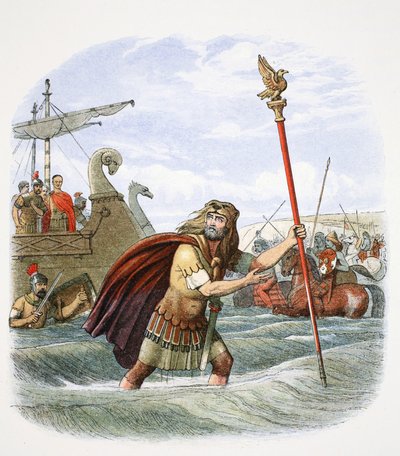 Il portabandiera romano della 10ª legione sbarca in Britannia, 55 a.C., 1864 da James William Edmund Doyle