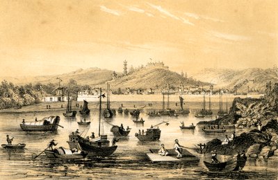 Ningbo, uno dei cinque porti aperti dal recente trattato al commercio britannico, Cina, 1847 da James William Giles